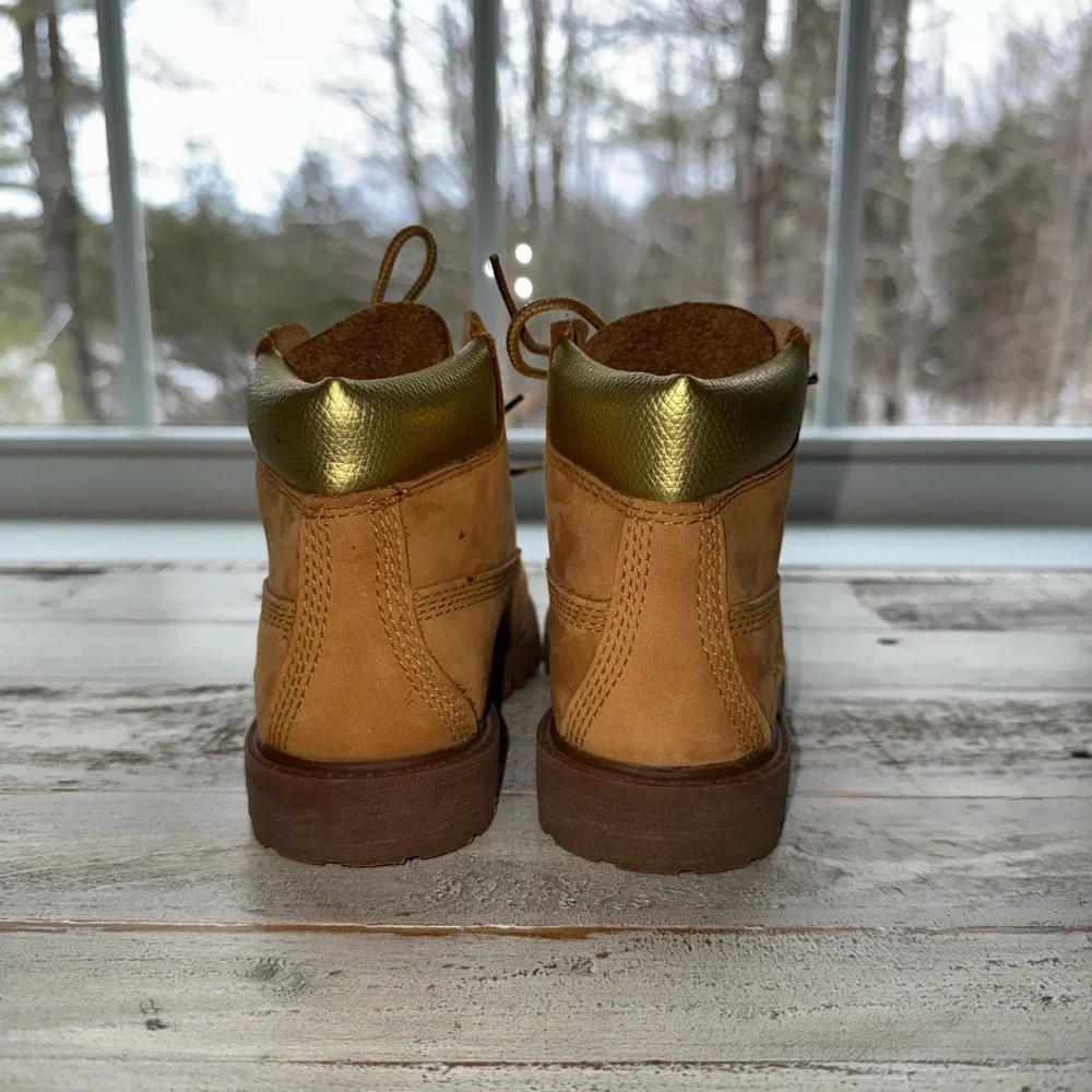 Timberland Kids Tan and Gold Leather Boots